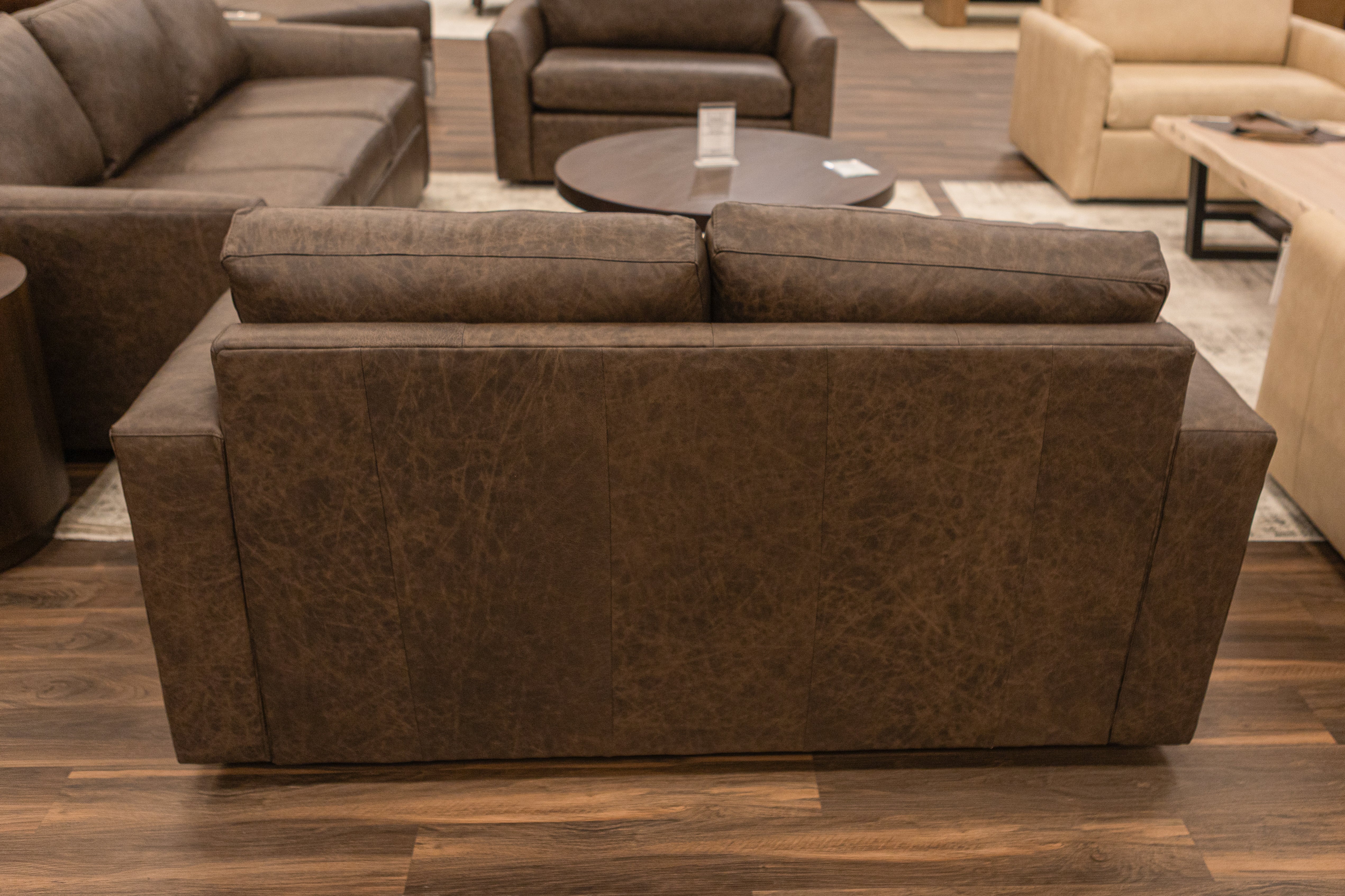 Wayne 65" Wedge Arm 2 Cushion Top Grain Leather Loveseat - Omaha Cigar