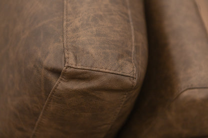 Wayne 65" Wedge Arm 2 Cushion Top Grain Leather Loveseat - Omaha Cigar