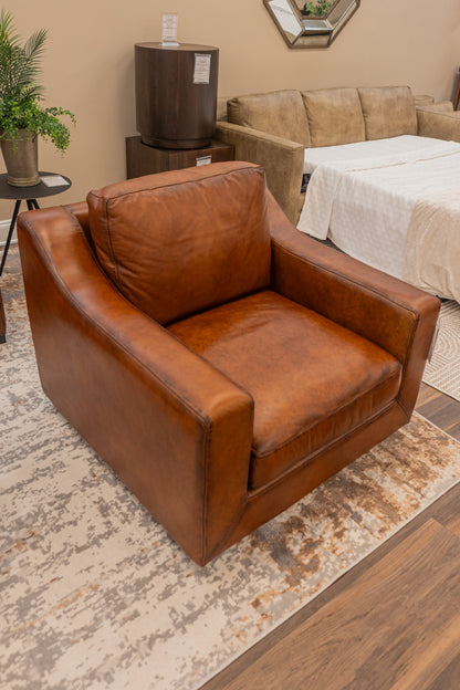 Leonardo 39" Top Grain Leather Swivel Chair - Daytona Antique