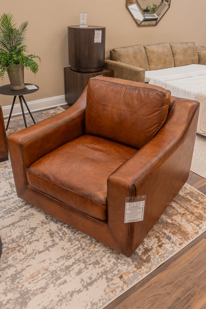 Leonardo 39" Top Grain Leather Swivel Chair - Daytona Antique