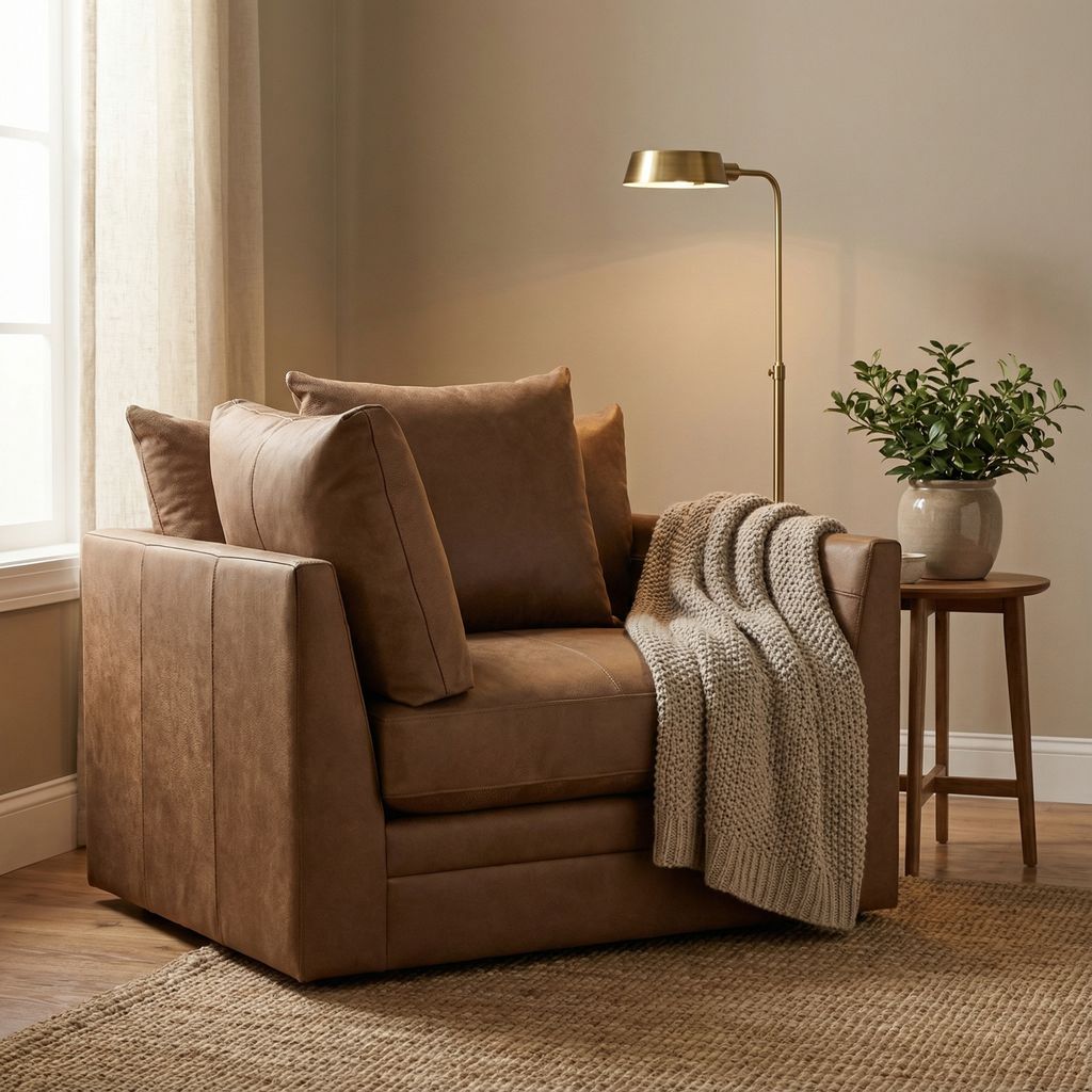 Jaden 46" Top Grain Leather Swivel Chair - Earth