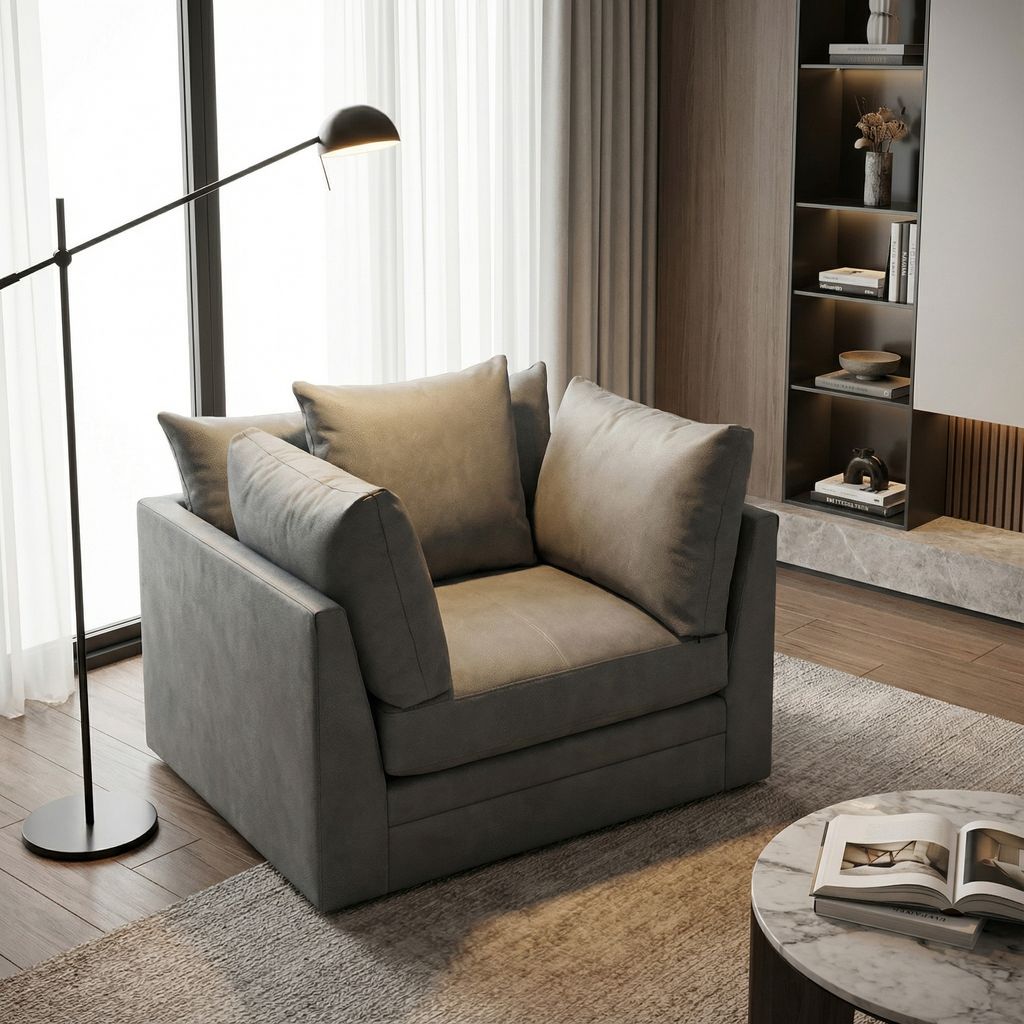 Jaden 46" Top Grain Leather Swivel Chair - Frozen Valley