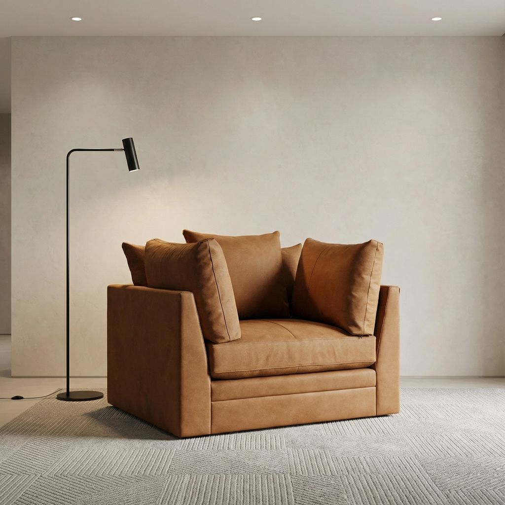 Jaden 46" Top Grain Leather Swivel Chair - Saddle