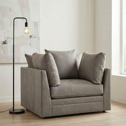 Jaden 46" Top Grain Leather Swivel Chair - Taupe