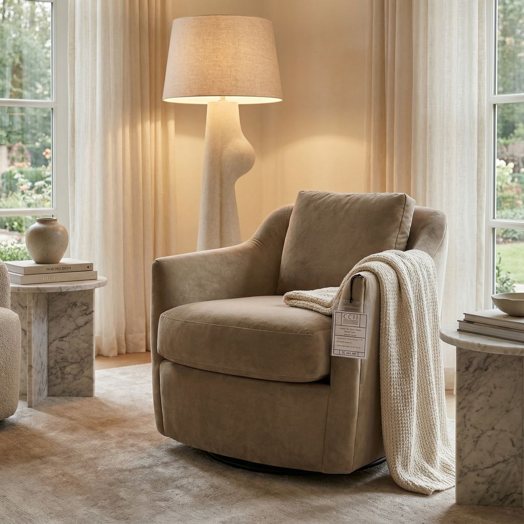 Jemma 33" Quick Ship Swivel Chair - Mojave Taupe