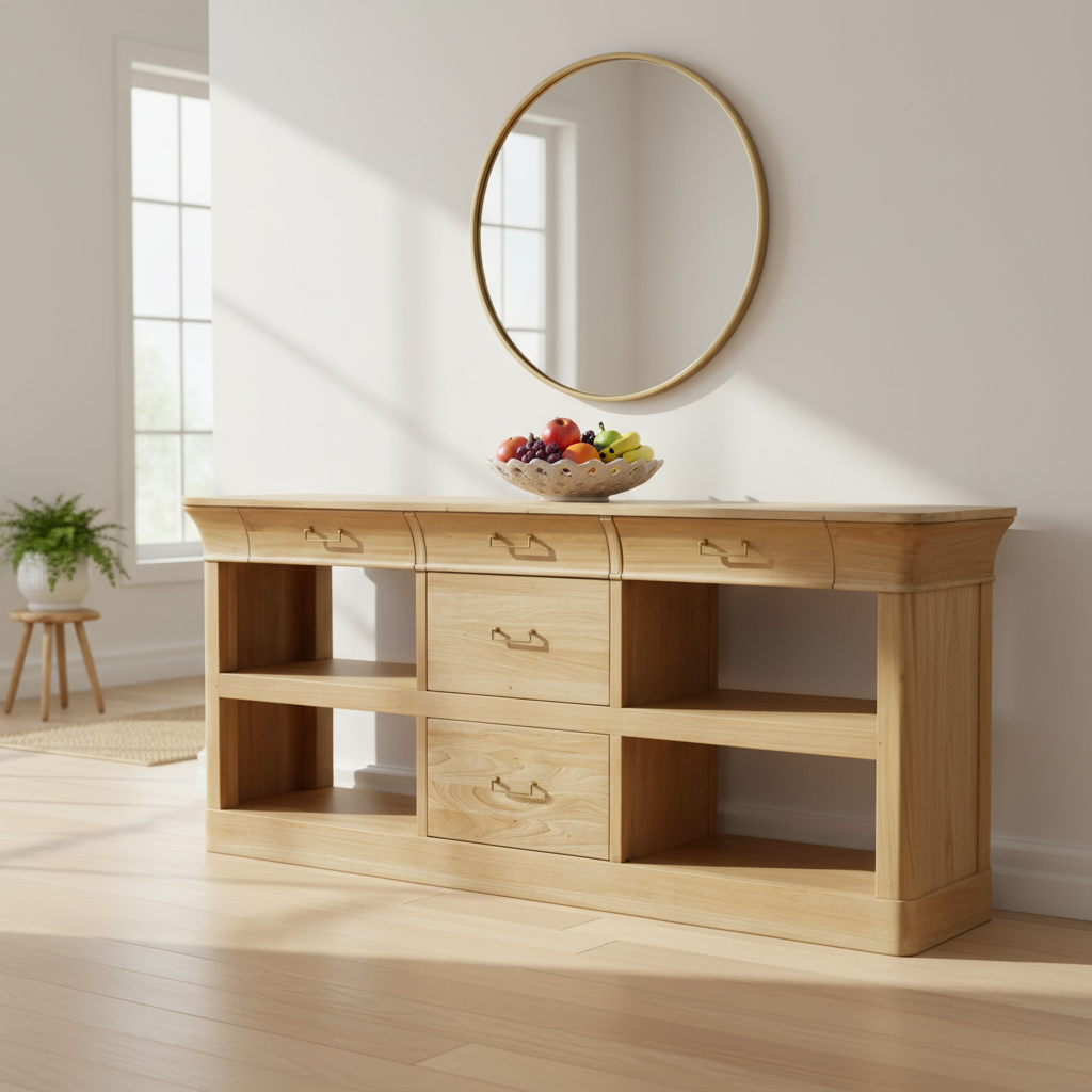 Jeri 79" 5 Drawer Mahogany Console Table - Fruitwood