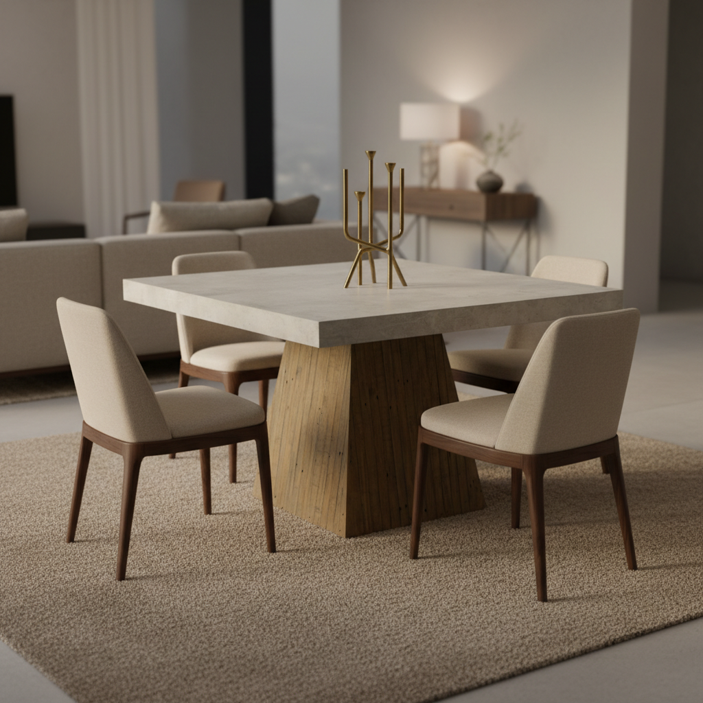 Judith 48" Concrete Square Dining Table - Weathered Chalk