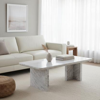 Killian 48" Marble Coffee Table - White