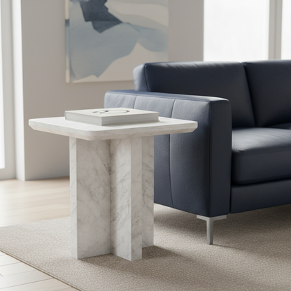 Killian 20" Marble Square End Table - White