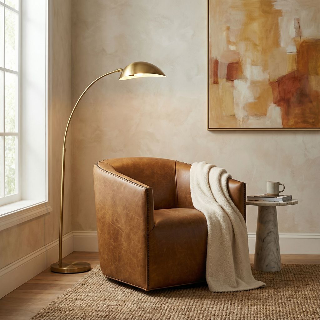 Korrie 30" Top Grain Leather Swivel Chair - Coyote Tan