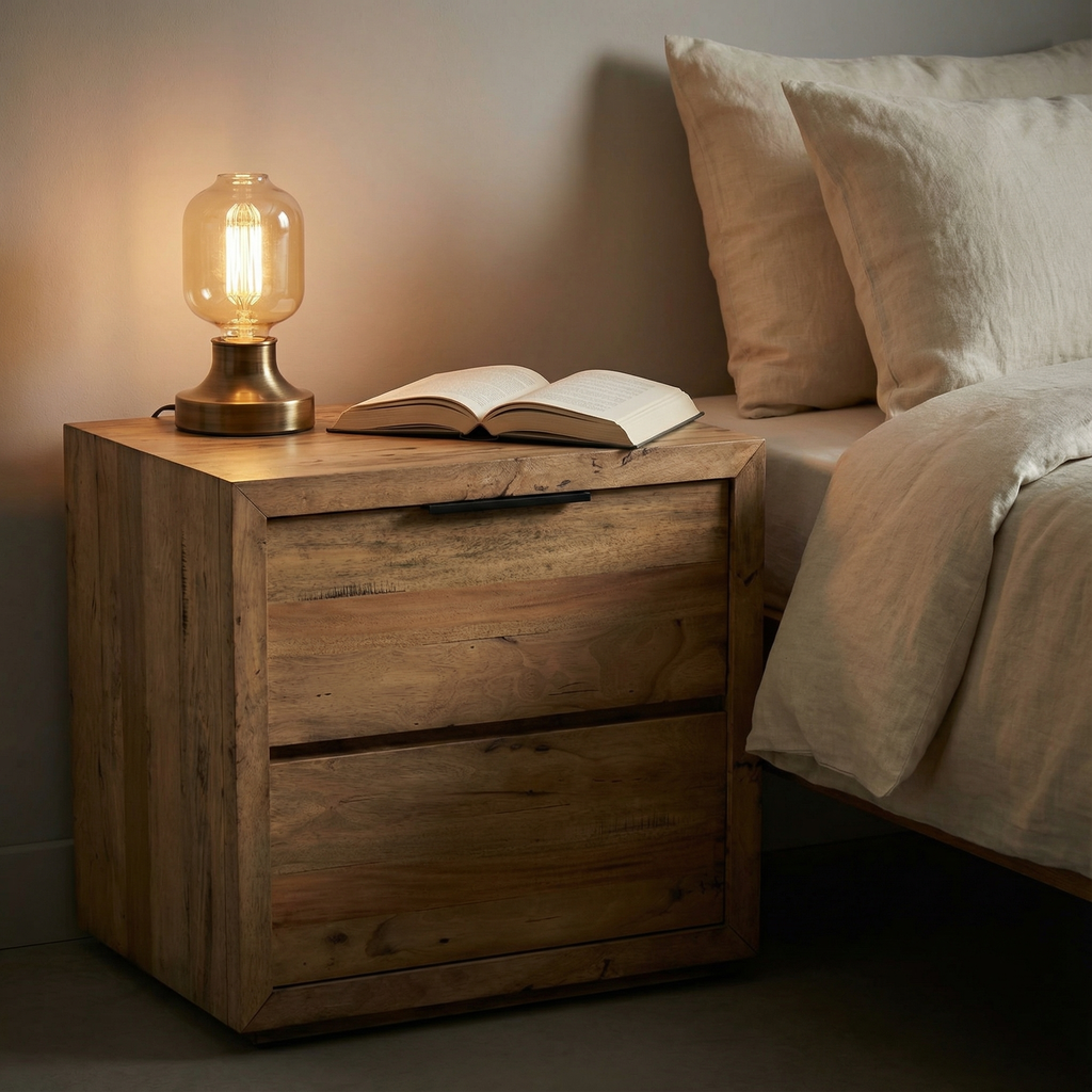 Laguna 19" Two Drawer Nightstand - Golden Teak