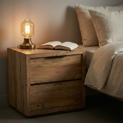 Laguna 19" Two Drawer Nightstand - Golden Teak