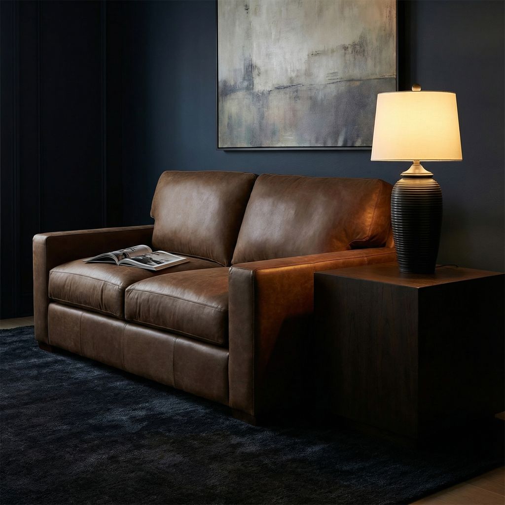 Laredo 73" Wide Track Arm 3 Cushion Top Grain Leather Loveseat- Dixieland Tobacco