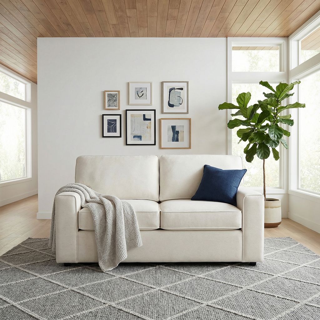 Leah 60" Wide Track Arm 2 Cushion Loveseat - Performance Snow