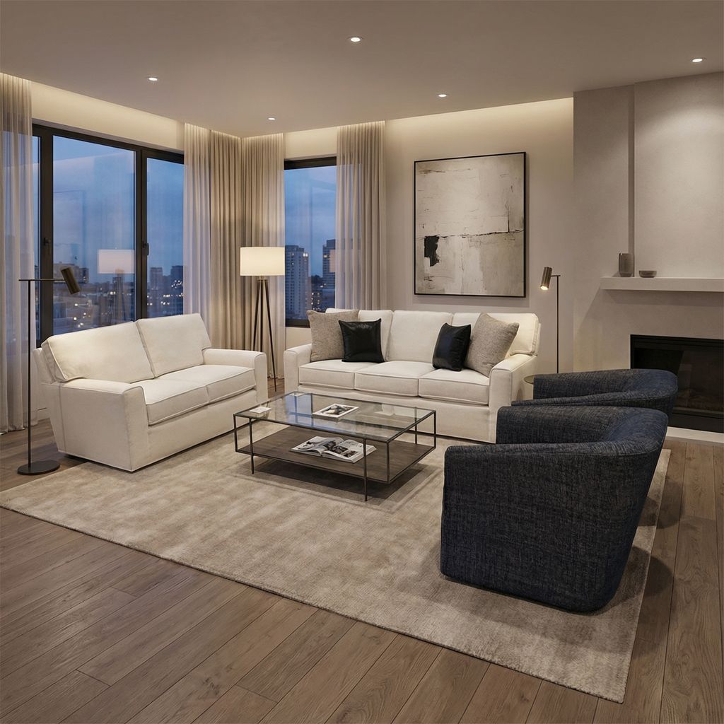 Leah 83" Wide Track Arm 2 Cushion Sofa - Performance Snow