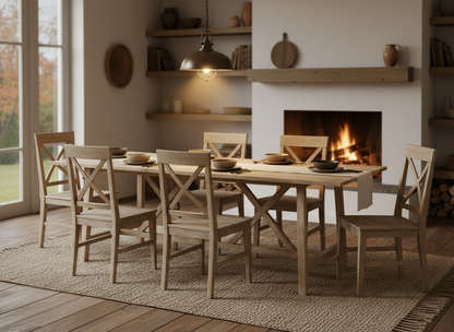 Lennon 84" Trestle Dining Table - White Wash