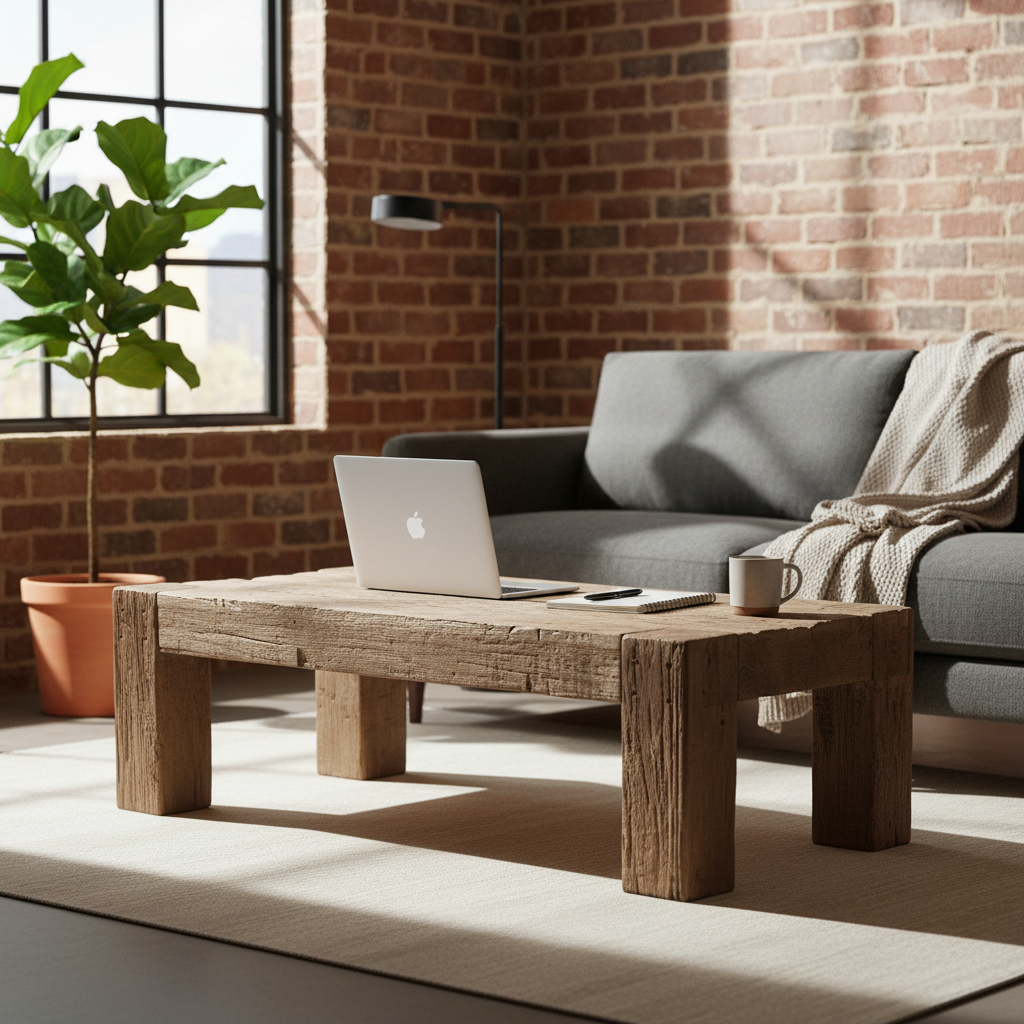 Leon 60" Reclaimed Oak Coffee Table - Dark Natural