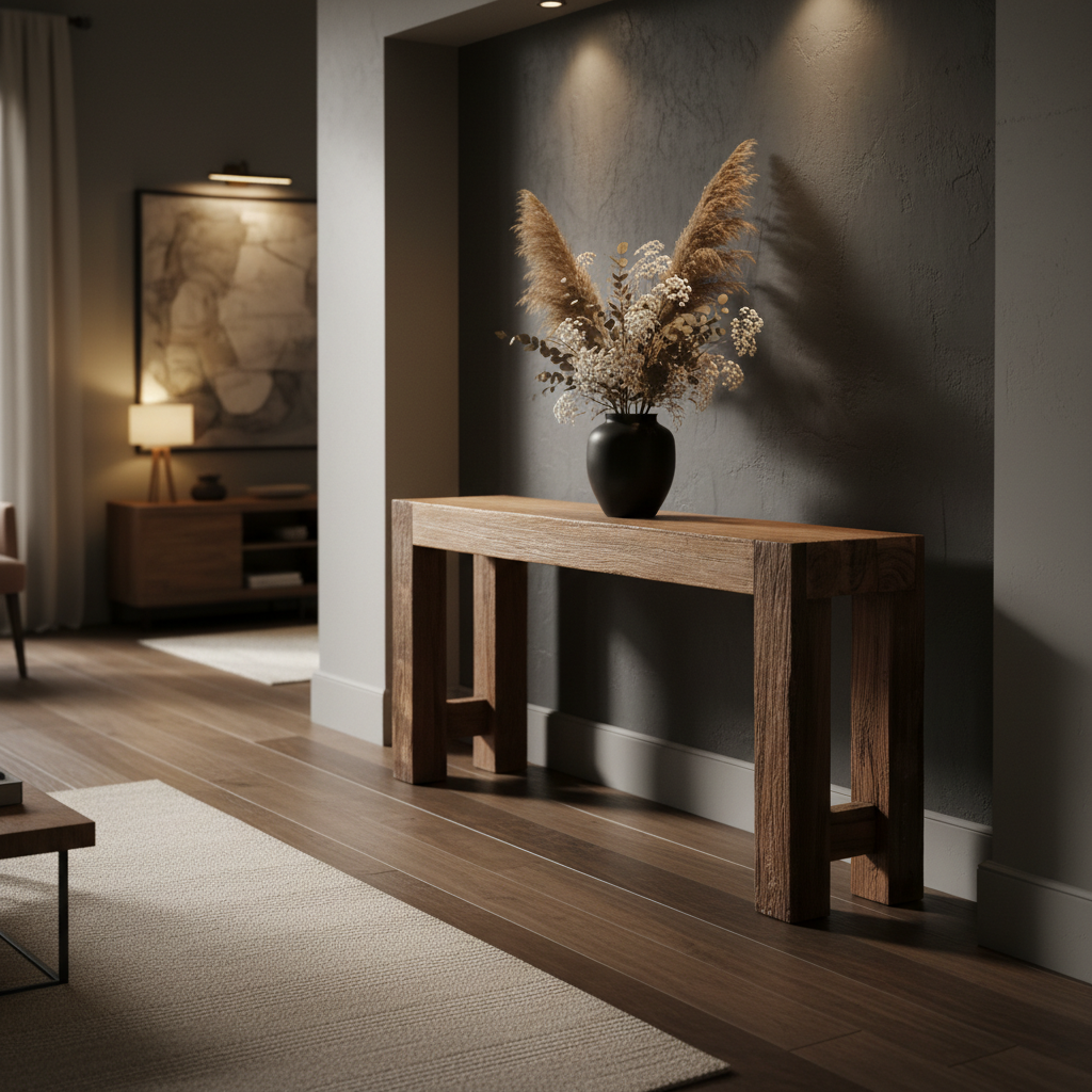 Leon 68" Reclaimed Oak Console Table - Dark Natural