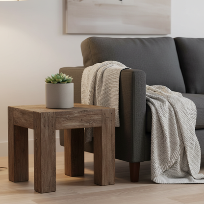 Leon 23" Reclaimed Oak End Table - Dark Natural