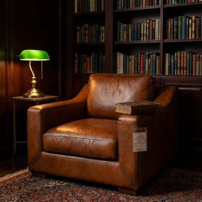 Leonardo 39" Top Grain Leather Swivel Chair - Daytona Antique