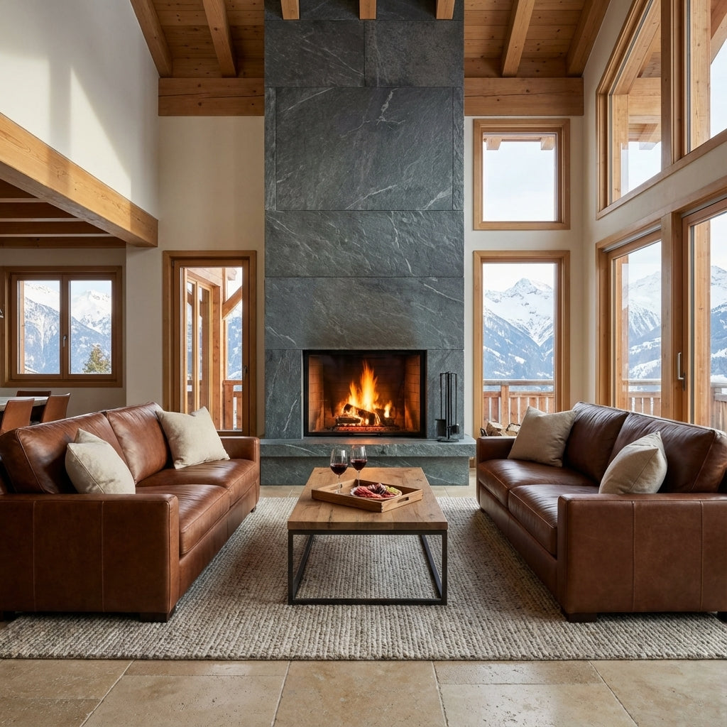 Leonardo 96" Top Grain Leather 2 Cushion Sofa - Daytona Antique