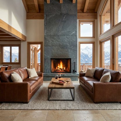 Leonardo 96" Top Grain Leather 2 Cushion Sofa - Daytona Antique