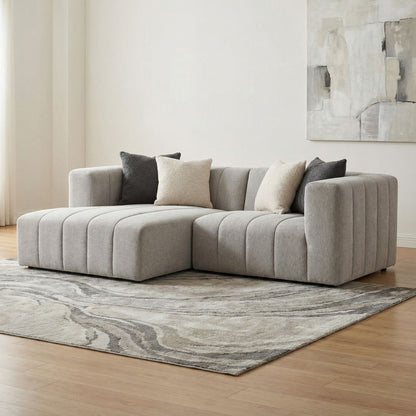 Lindsay 88" Channeled Sofa + Left Arm Facing Chaise - Sandstone