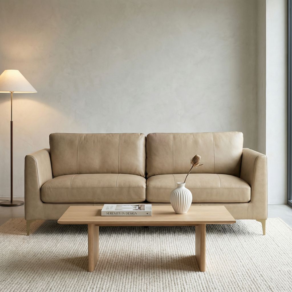 Lorenzo 87" Top Grain Leather Sofa - Toffee