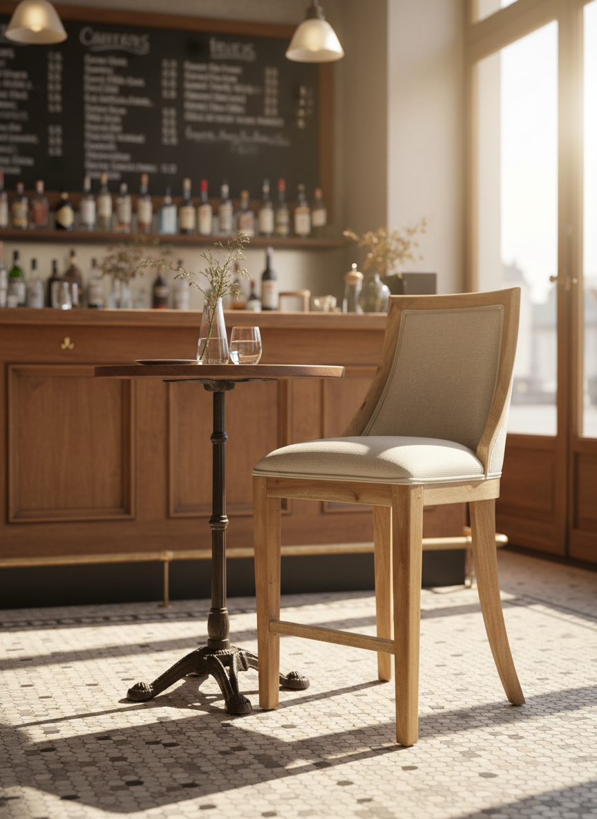 McKenzie Mahogany Counter Stool - Natural + Ivory