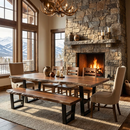 Malcolm Acacia 108" Live Edge Dining Table - Natural + Gray