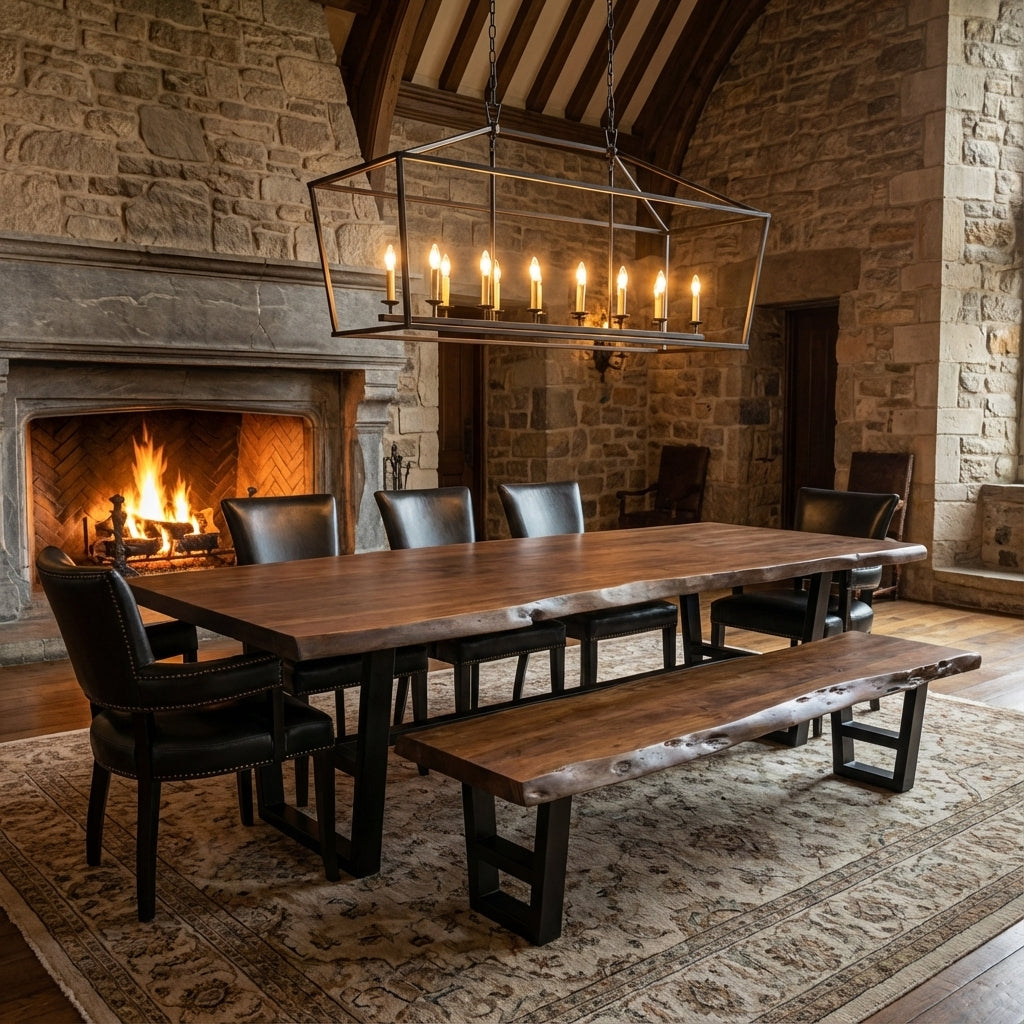 Malcolm Acacia 120" Live Edge Dining Table - Natural + Black