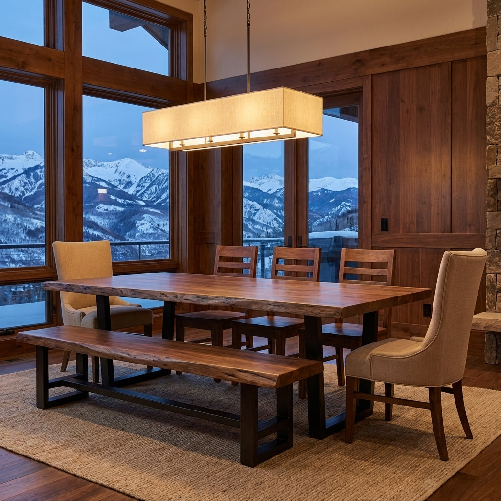 Malcolm Acacia 120" Live Edge Dining Table - Natural + Gray