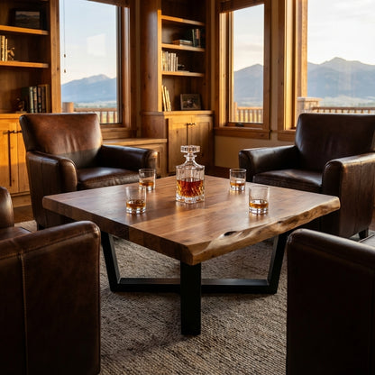 Malcolm Acacia 40" Square Live Edge Coffee Table - Natural