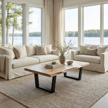 Malcolm Acacia 60" Rectangular Live Edge Coffee Table - New White Wash