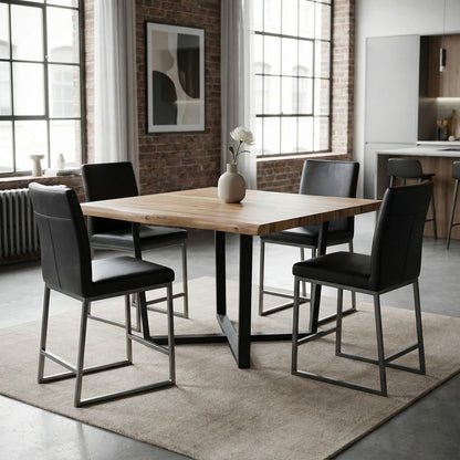 Malcolm 60" Acacia Live Edge Square Counter Table - Natural + Gray