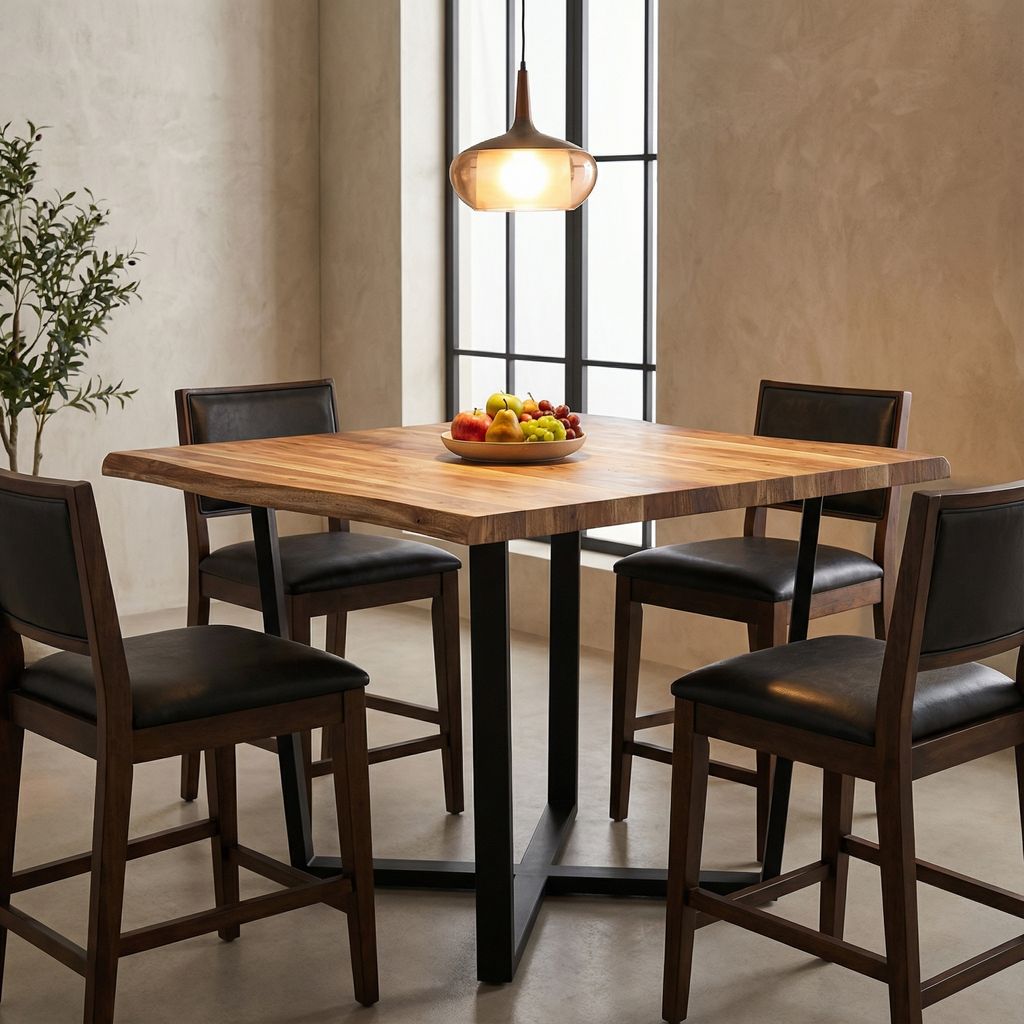 Malcolm 60" Acacia Live Edge Square Counter Table - Natural