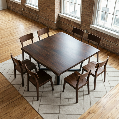 Malcolm 60" Acacia Live Edge Square Dining Table - Natural + Black