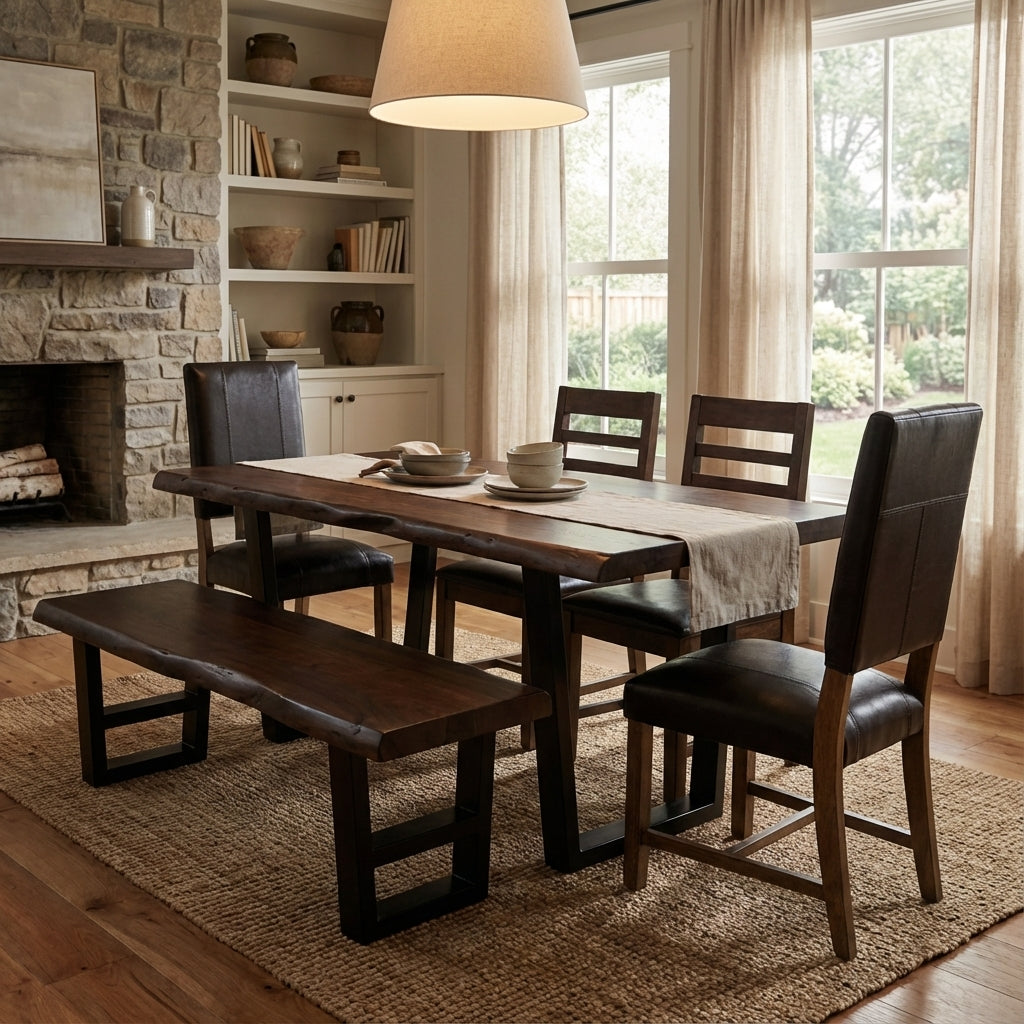 Malcolm Acacia 72" Live Edge Dining Table - Natural + Black