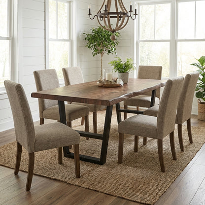 Malcolm Acacia 84" Live Edge Dining Table - Natural + Smoke