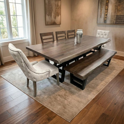 Nathan 72" Acacia Live Edge Dining Bench - Natural + Smoke