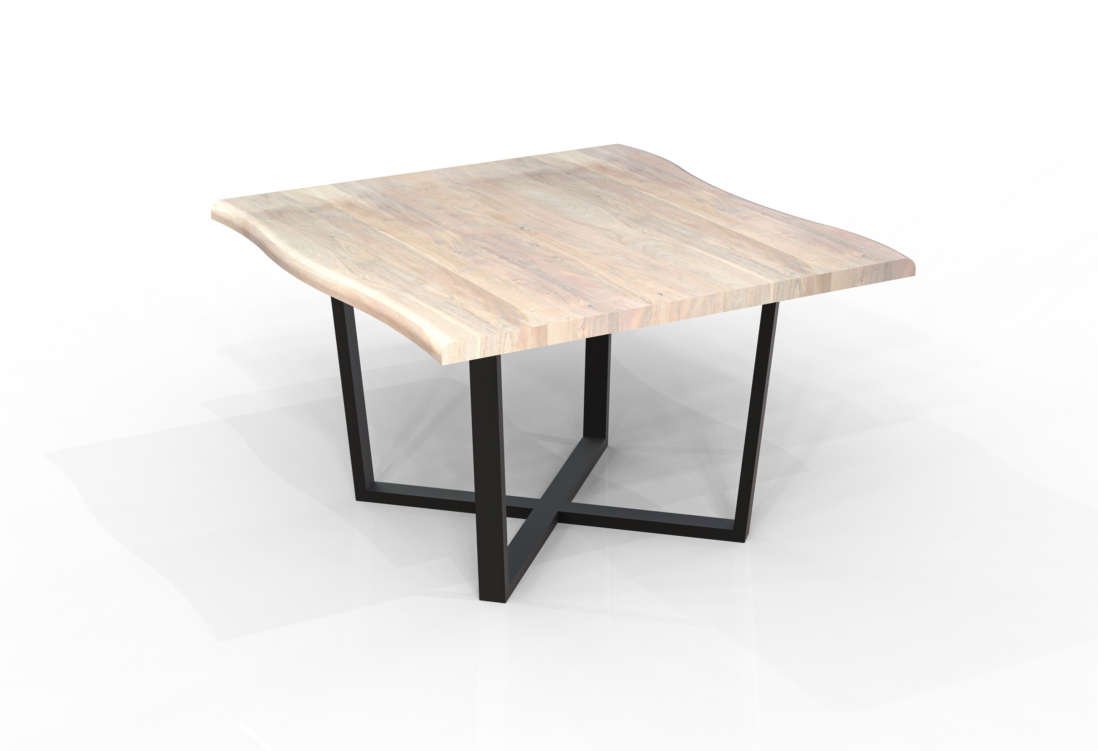 Malcolm 60" Acacia Live Edge Square Counter Table - New White Wash