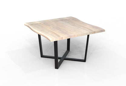 Malcolm 60" Acacia Live Edge Square Counter Table - New White Wash