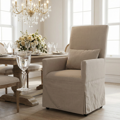 Mandy Slipcovered Arm Chair - Gray