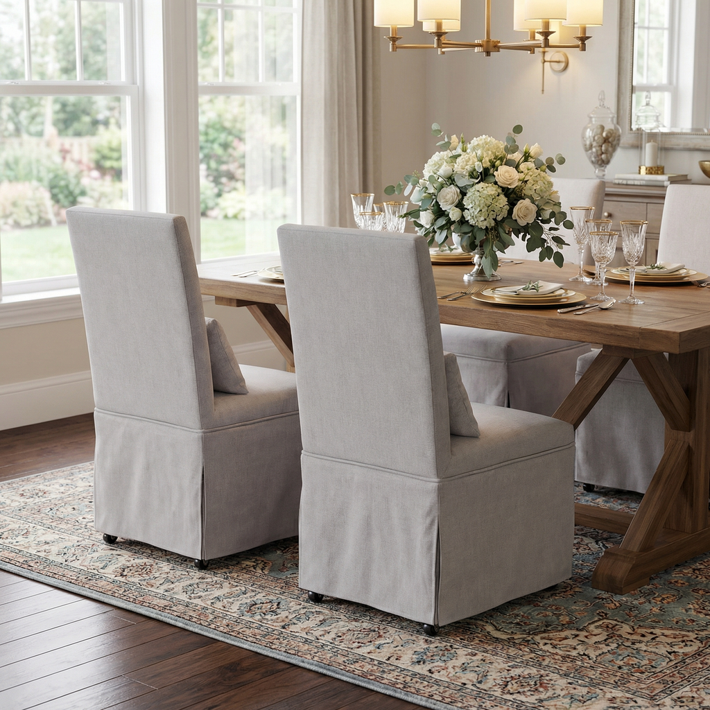 Mandy Slipcovered Dining Chair - Gray