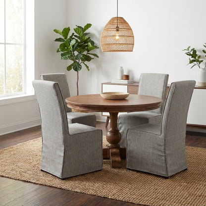 Marcia 42" Acacia Round Dining Table - Natural + Gray