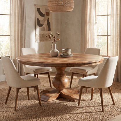 Marcia 72" Acacia Round Dining Table - Honeycomb