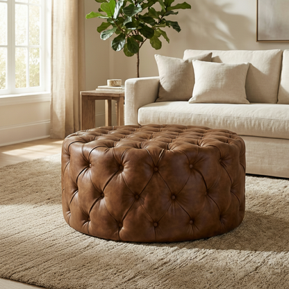 Marco 36" Tufted Ottoman - Chocolate
