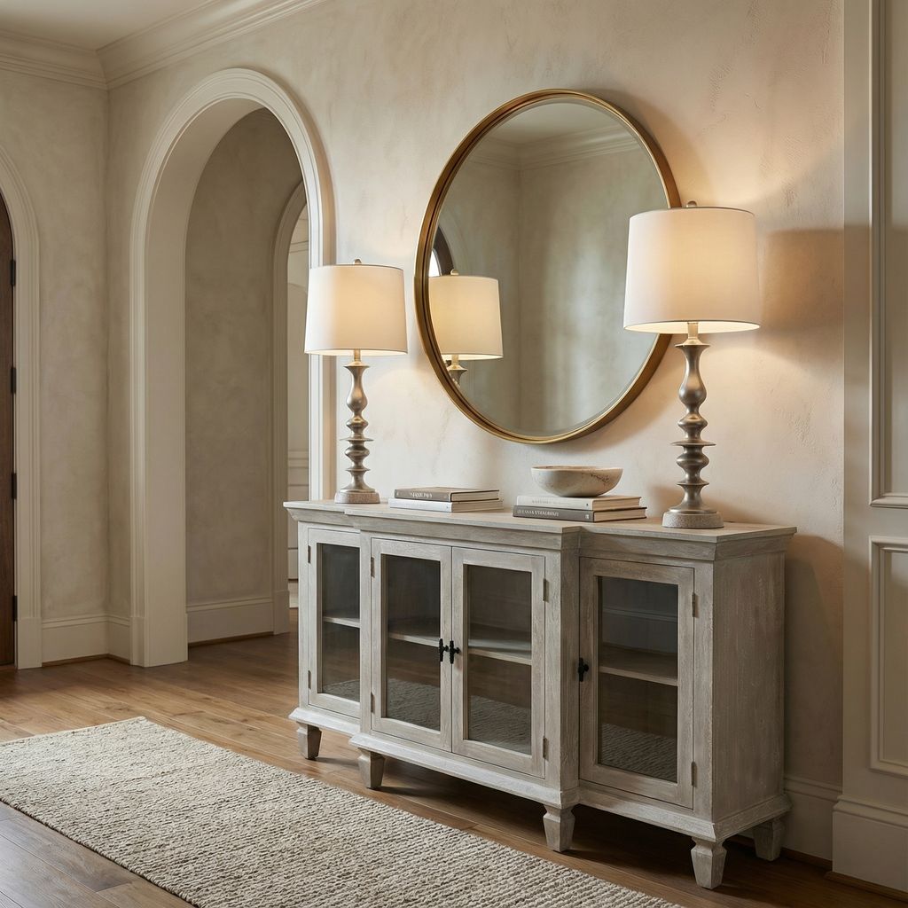 Marcus 71" 4 Door Glass Front Sideboard - Country Gray