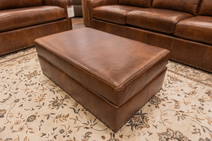 Marshall 40" Rectangular Top Grain Leather Ottoman - Tombstone Antique