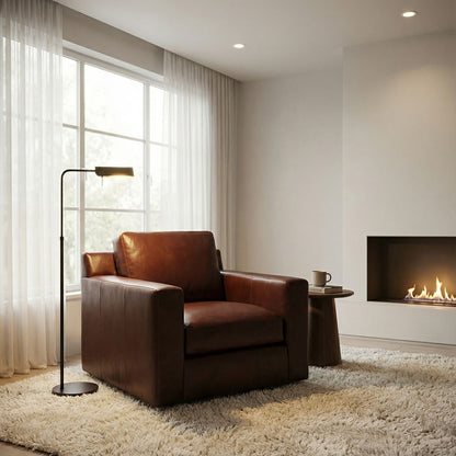 Mason 39" Top Grain Leather Swivel Chair - Soleil Ember